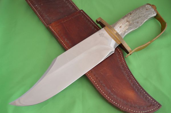Vintage Buck Custom Shop U.S.A., D-Guard Bowie Knife, Leather Sheath (SOLD)