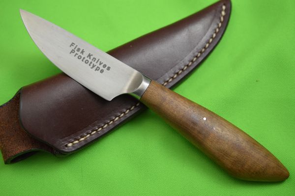 Jerry Fisk M.S., FiskCo Knives Prototype Hunting Knife, Leather Sheath (SOLD)