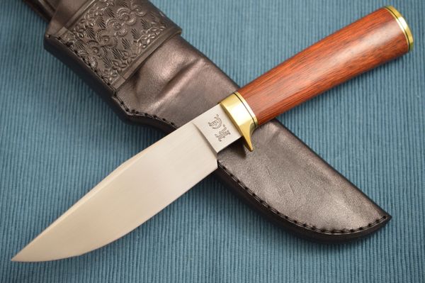 Kevin Cashen M.S. Clip Point Bloodwood Hunter, Leather Sheath (SOLD)