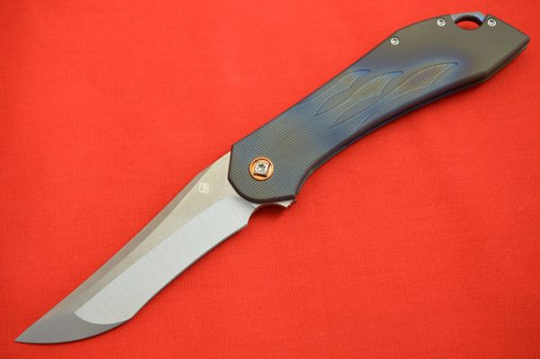 Jim Burke Custom ASCENSION Fire Pattern Flipper Folding Knife