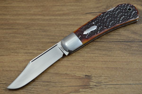 Luke Swenson Jigged Bone Lock-Back Folding Knife, File-Worked Liners