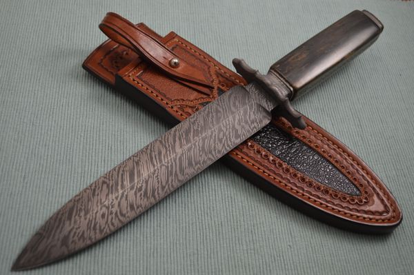 John White, MS Damascus Dagger, Ancient Fossilized Scales (SOLD)