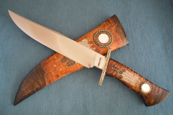 Jay Hendrickson, M.S. Dream Catcher Bowie, Curly Maple Sheath (SOLD)