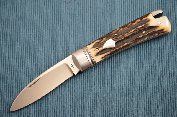Toby Hill PROTOTYPE Tail-Lock Folding Knife, Stag Scales (SOLD)