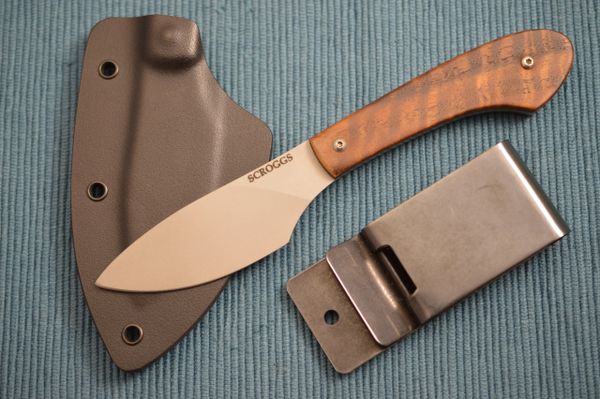 James Scroggs Small Skinner, American Black Walnut Handle, Boltaron Thermoplastic Sheath