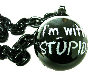 36" "I'm with Stupid" w/ Black Ball & Chain Beads