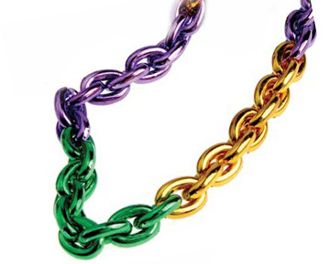 46" - Purple Green & Gold Chain Beads