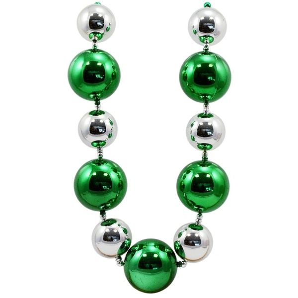 60mm-80mm Big Balls Necklace: Green & Silver
