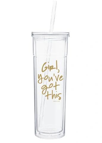 slim water tumbler by aspen lane - "girl, you've got this" gold