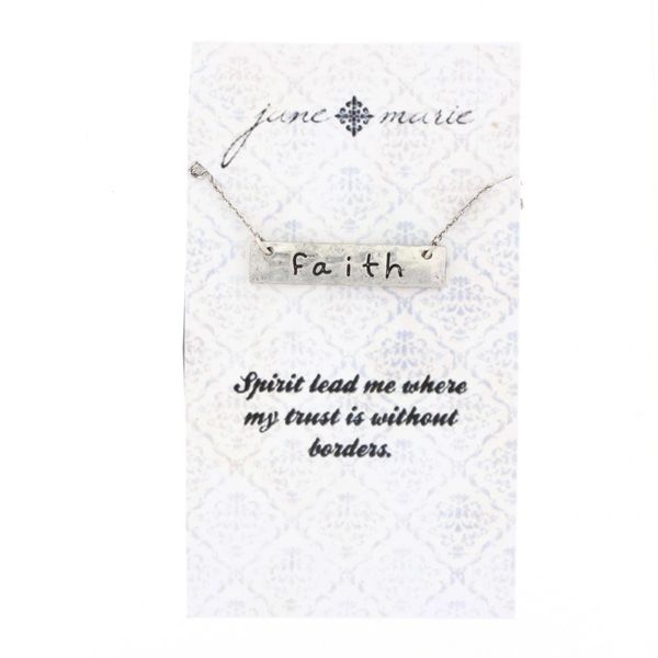 silver faith bar necklace