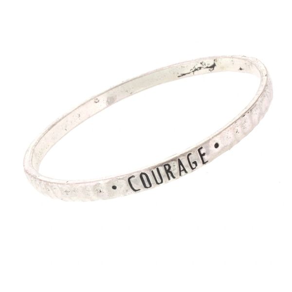 antique silver bangle - courage