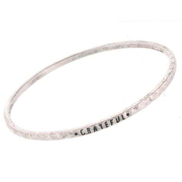 antique silver bangle - grateful