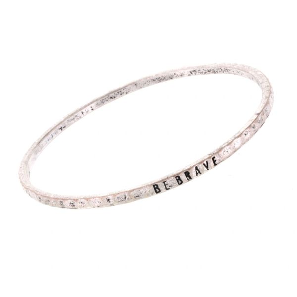 antique silver bangle - be brave