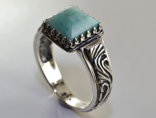 Amazonite Ring in Sterling Silver. Stone size: pyramid shape 8mm