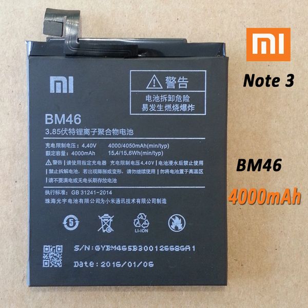 New Internal Battery for Xiaomi Note 3 Pro BM46 4000mAh, Note 3 BM3A 3400mAh