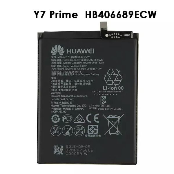 Huawei replacement battery for Y7 Prime Holly 4 Plus Enjoy 7 Plus 4000mAh HB406689ECW