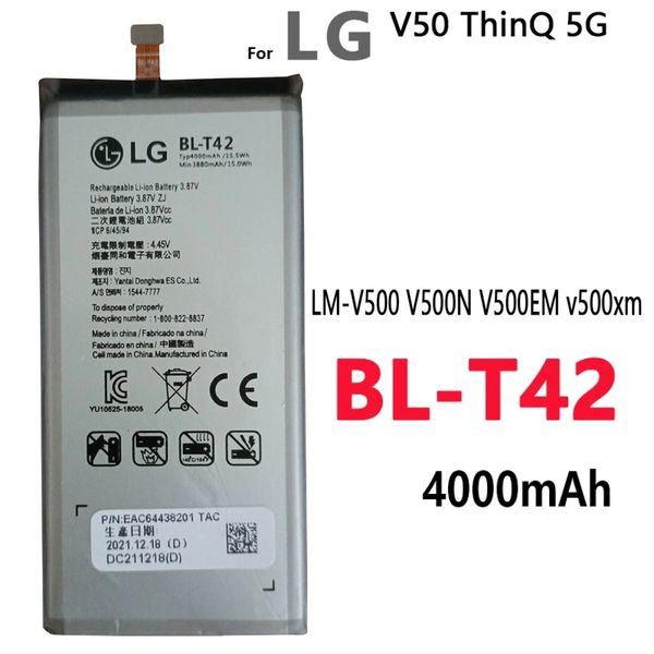 Battery replacement for LG V50 ThinQ 5G 4000mAh BL-T42 LM-500N LM-500EM LM-V500XM