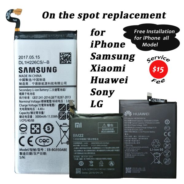 On the Spot Battery Replacement for iPhone Samsung Huawei Sony Xiaomi Asus LG Phone