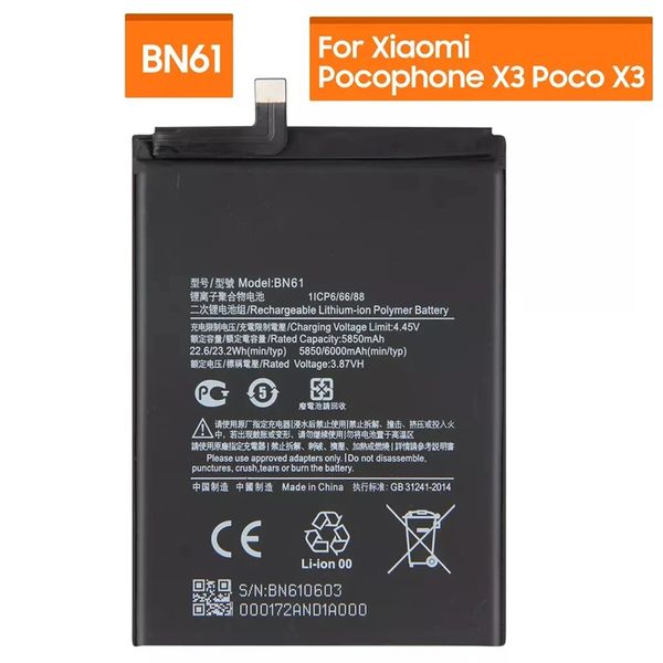 Xiaomi Poco X3 BN61 6000mAh Battery Replacement