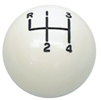 White 4 Speed Shift Knob Shifter Ball 5/16" Muncie Style