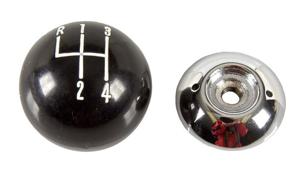 Black & Chrome 2 Piece 4 Speed Shift Knob 5/16" Muncie Style