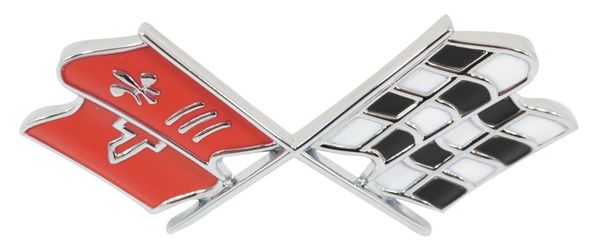 67 Corvette Front X-Flag Emblem (orange red) Genuine GM