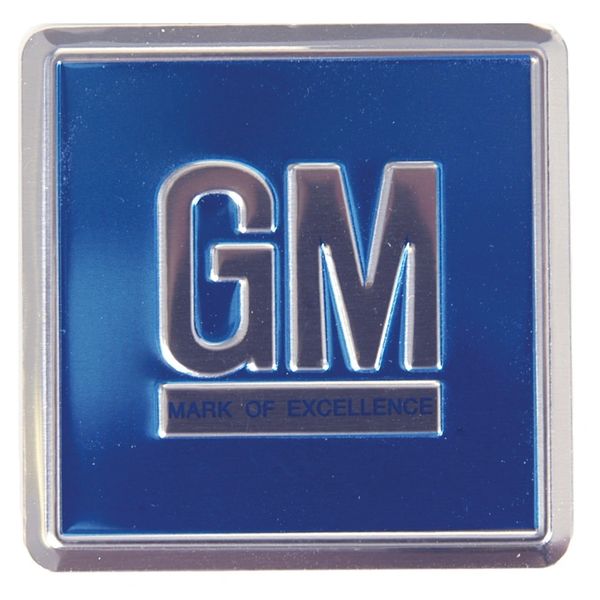 GM Blue colored embossed metal foil door jamb emblem/decal Genuine GM