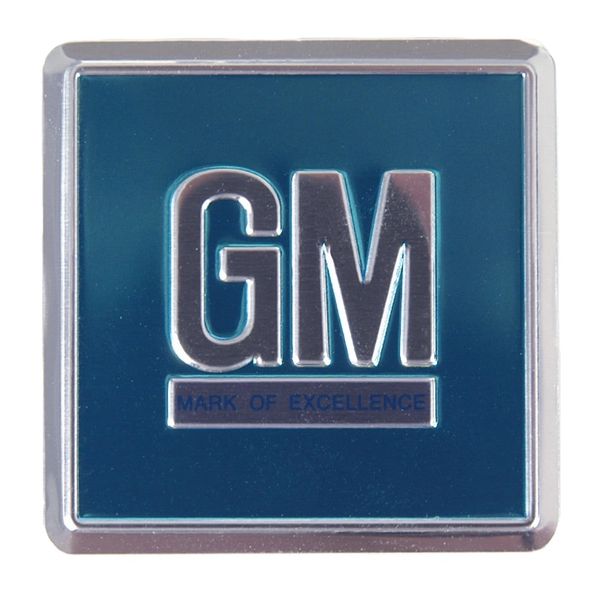 Aqua colored embossed metal foil door jamb emblem/decal