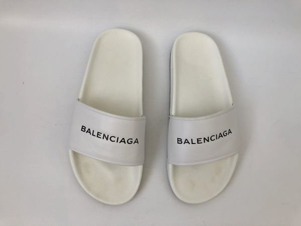 white balenciaga sliders