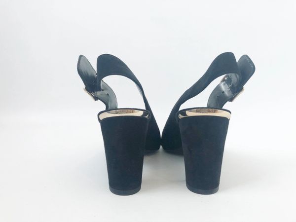 stuart weitzman addy suede & patent leather slingback pumps