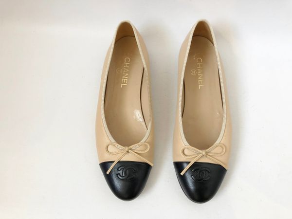 white chanel ballet flats