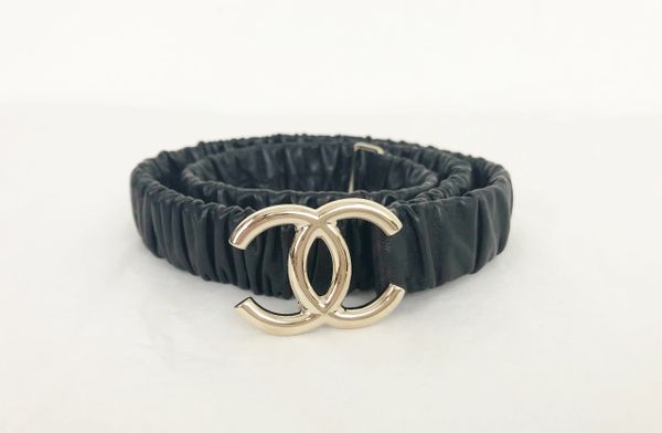 NEW CHANEL LEATHER STRETCH CC BELT SIZE S | KMK LUXURY CONSIGNMENT