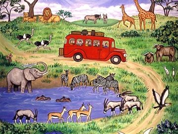 wildlife, safari, Africa, zebra, elephants, animals, painting, prints, wall art, home decor, 