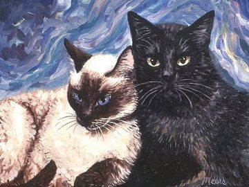 cats, kittens, siamese cat, black cat, pets, wall art, wall decor, home decor, paintings, prints