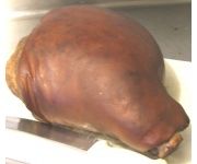 Full Skin On old-fashioned cured ham smoked