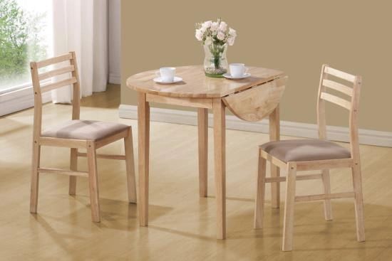 Coaster- 3 Piece 30 inch round table set with drop leaves on both sides