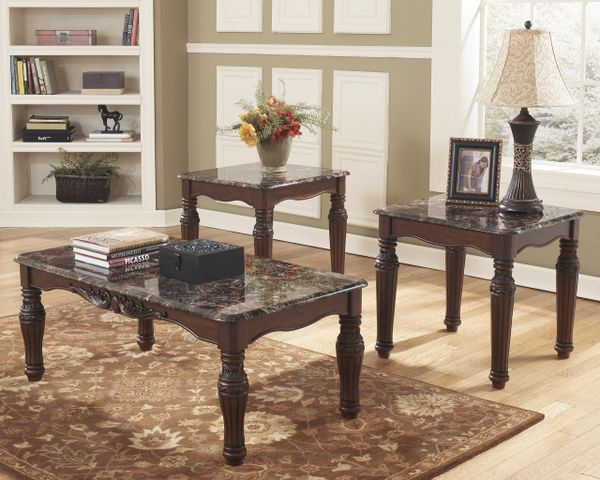 Ashley Furniture North Shore Series 3 Piece Faux Marble Coffee And