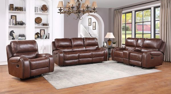 Manual leather on sale reclining sofa