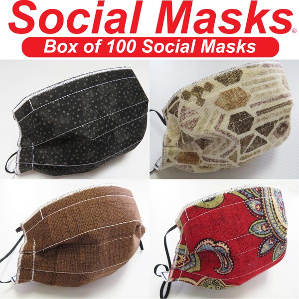 Social MasksBOX of 100Social Masks Various Colors