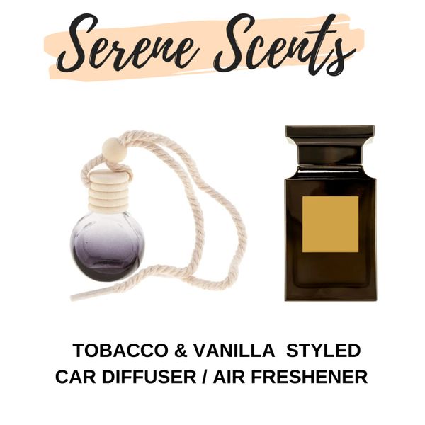 Tobacco & Vanilla , Style of Tom Ford Hanging Diffuser / Car Freshener &  10Ml Refill Max Fragrance