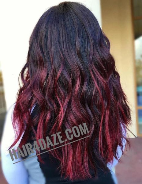 Clip In Hair Extensions,Black to Burgundy Ombre Hair Extensions,Burgundy  Human Hair Clip In,Color