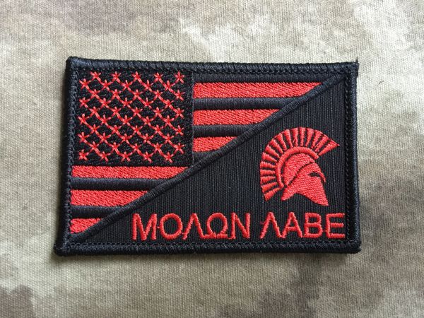 American Flag Molon Labe Spartan Patch