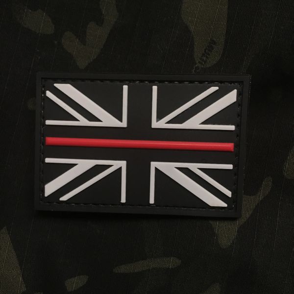 Subdued Thin Red Line Union Jack British Flag PVC Patch