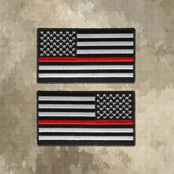 Black & White Thin Red Line American Flag Patch