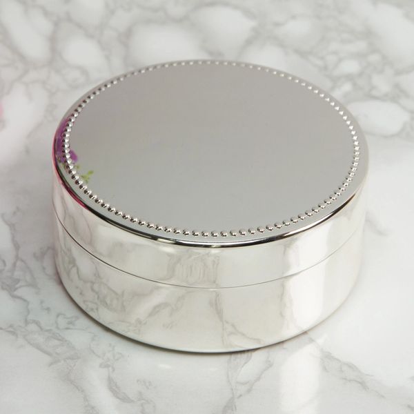Silver Plated Round Jewellery Box SP1645