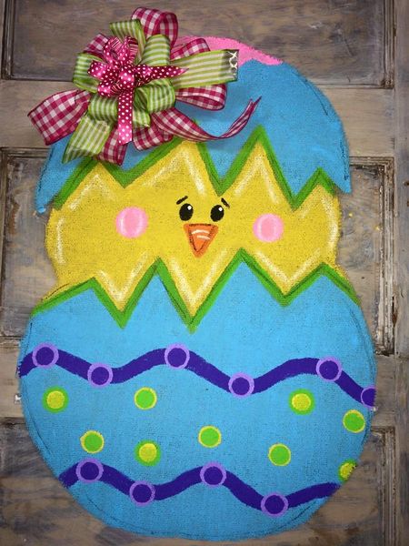 Easter Egg Burlap Door Hanger Tickled Pink Gifts