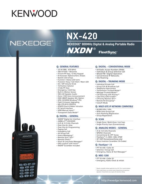 NX-420 NEXEDGE® 800MHz Digital & Analog Portable Radio