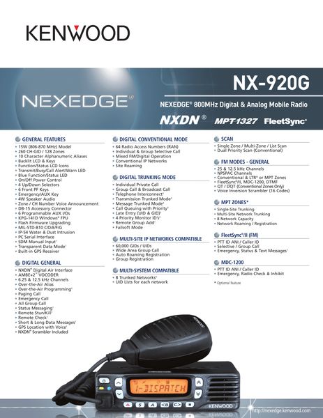 NX-920G NEXEDGE® 800MHz Digital & Analog Mobile Radio