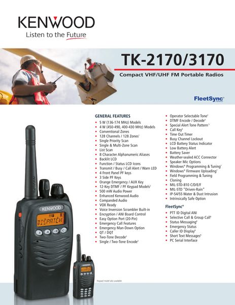 TK-2170/3170 Compact VHF/UHF FM Portable Radios
