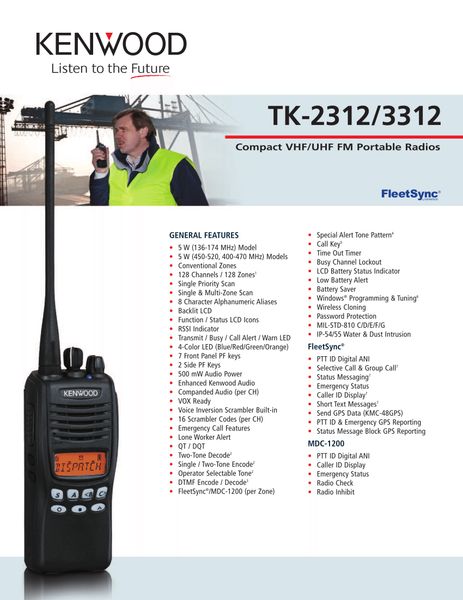 TK-2312/3312 Compact VHF/UHF FM Portable Radios